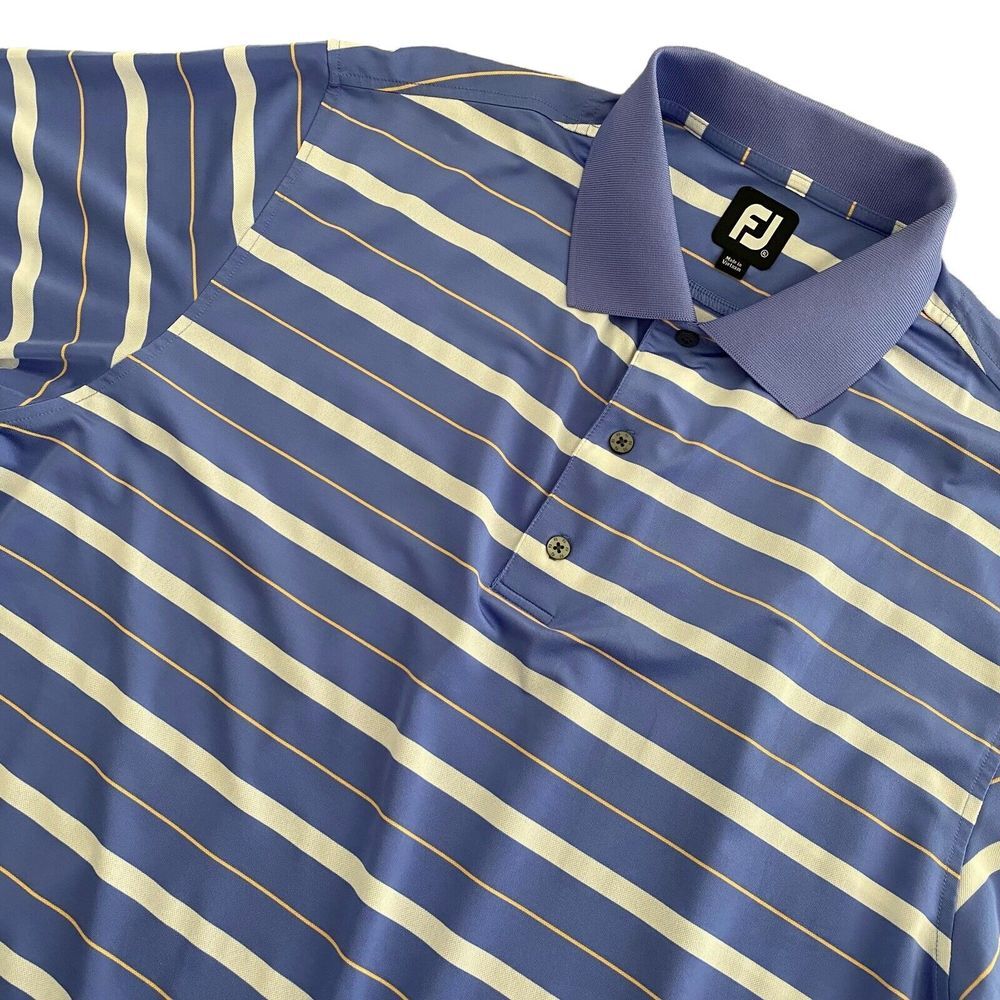 Footjoy FJ Golf Polo Shirt Men Extra Large Purple Striped Logo Performance‎
